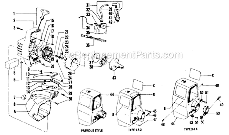 Page F Diagram and Parts List for XR-50  Weed Eater Trimmer
